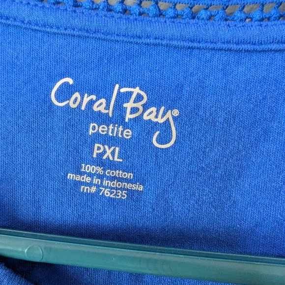 Coral Bay petite women's blue shirt size PXL - Picture 4 of 4